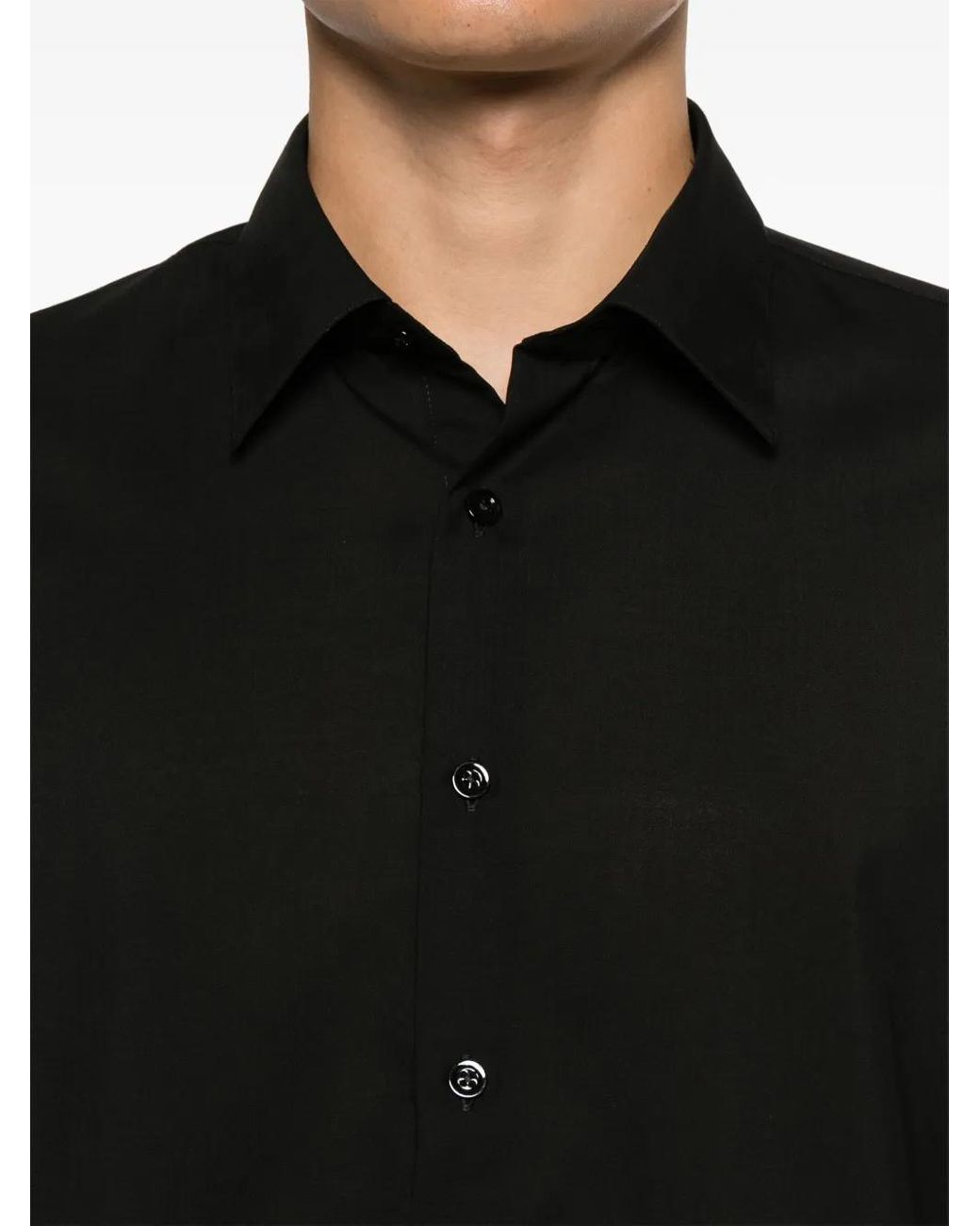PT Torino Black Virgin Wool Shirt for men
