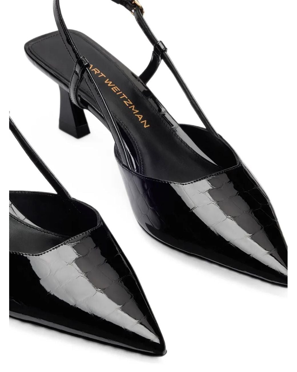 Stuart Weitzman Black Pumps Mit Kroko-Effekt