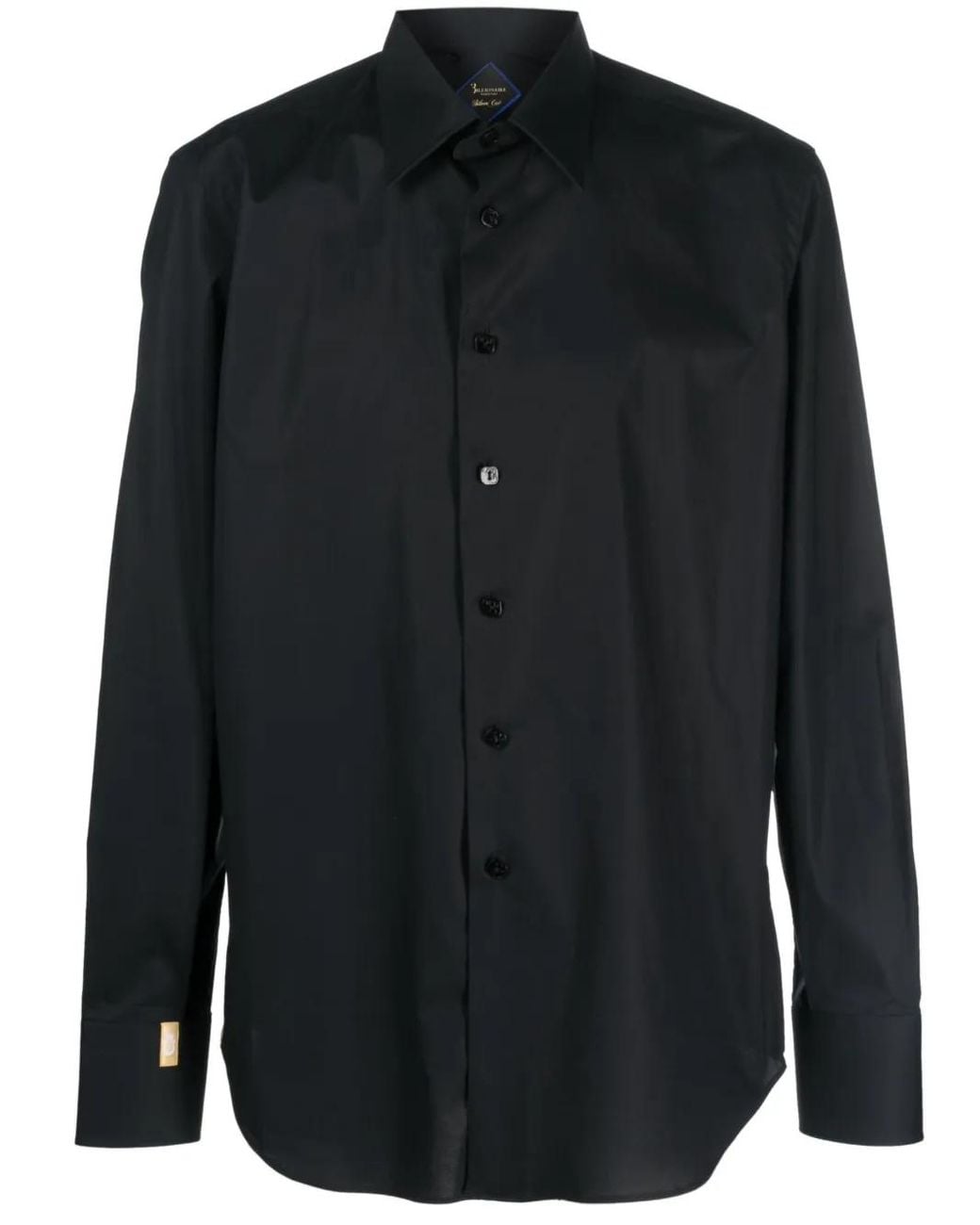 Billionaire Black Logo-Embroidered Cotton Shirt for men