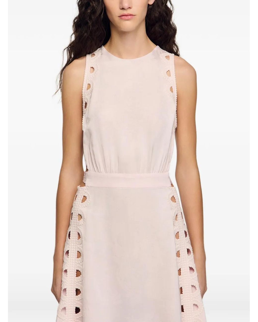 Sandro Pink Flower Jacquard Maxi Dress