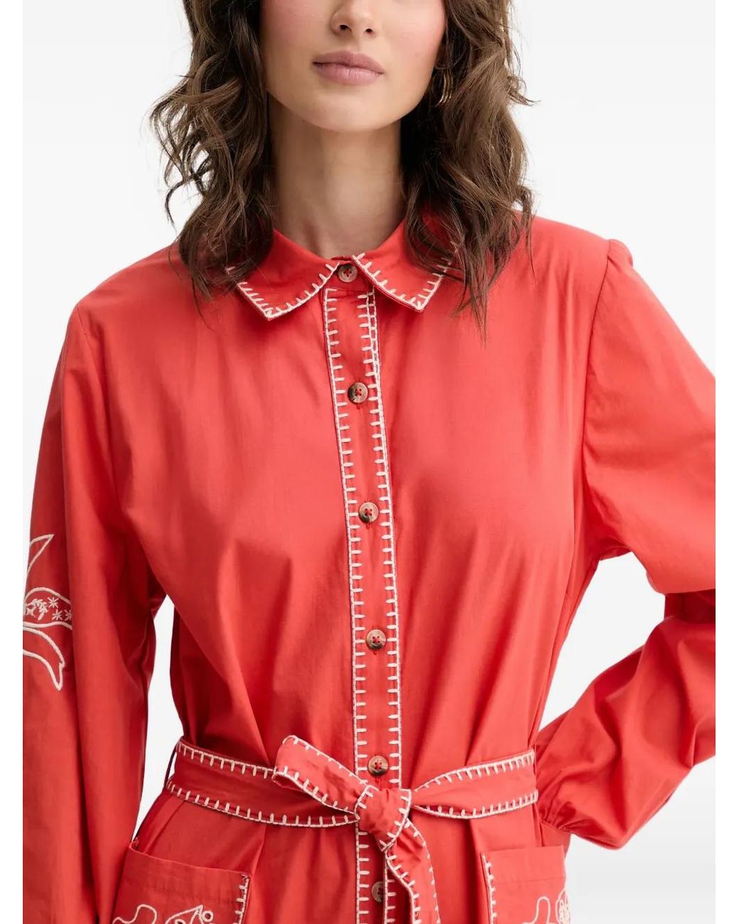 Never Fully Dressed Embroidered Belted Midi Dress