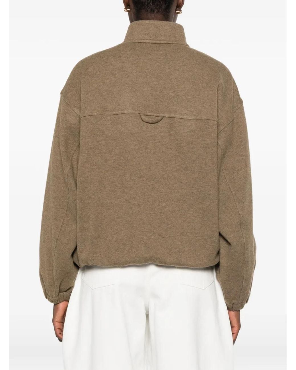 LAMRONS Natural Quarter-Zip Elasticated-Hem Sweater