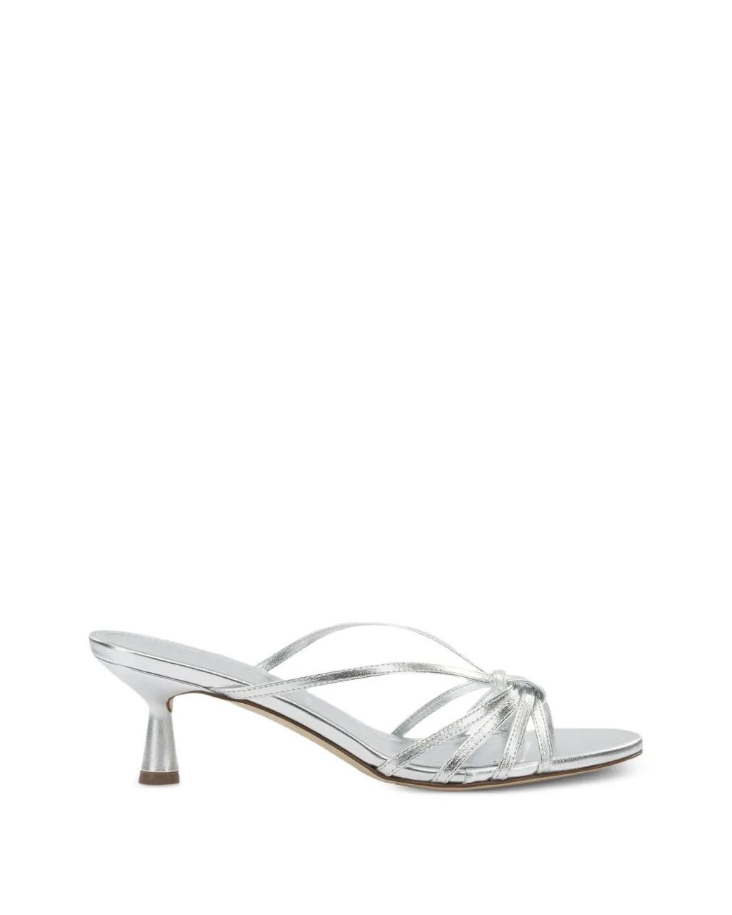 Aeyde White Abby Laminated Leather Sandals