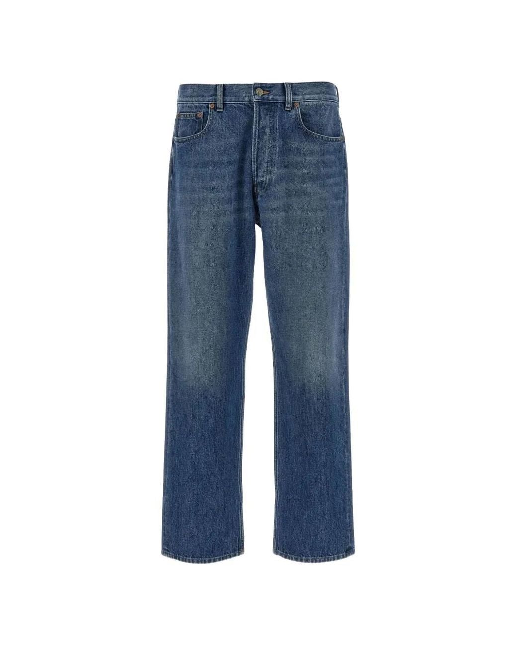 Valentino Garavani Blue Faded-Design Straight-Leg Jeans for men