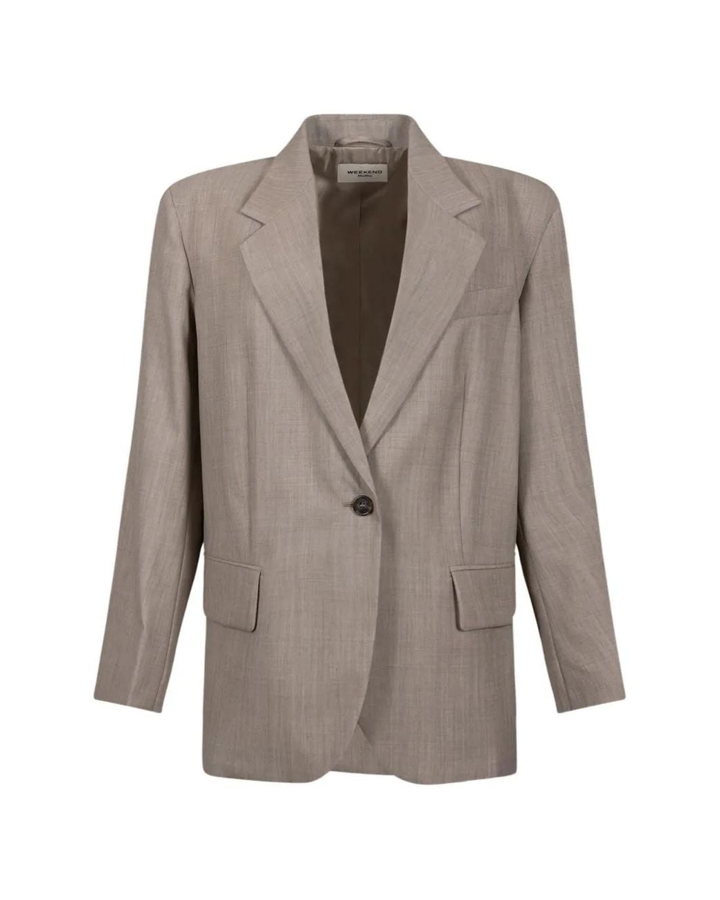 Weekend by Maxmara Gray Single-Breasted Virgin Wool Blazer