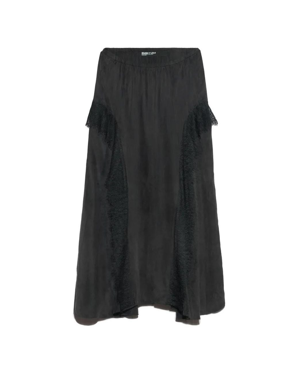 Bimba Y Lola Black Jupe Fluide Noire À Bords En Dentelle