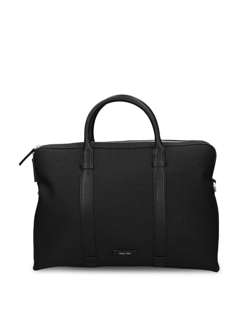 Calvin Klein Black Woven Zip Messenger Bag for men