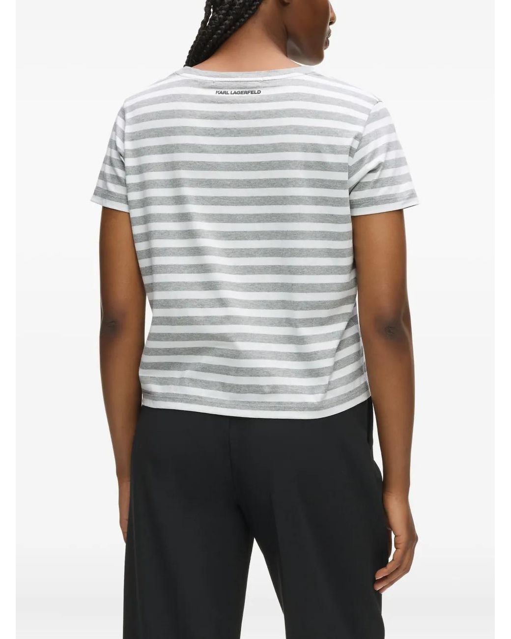 Karl Lagerfeld White Ikon Striped T-Shirt