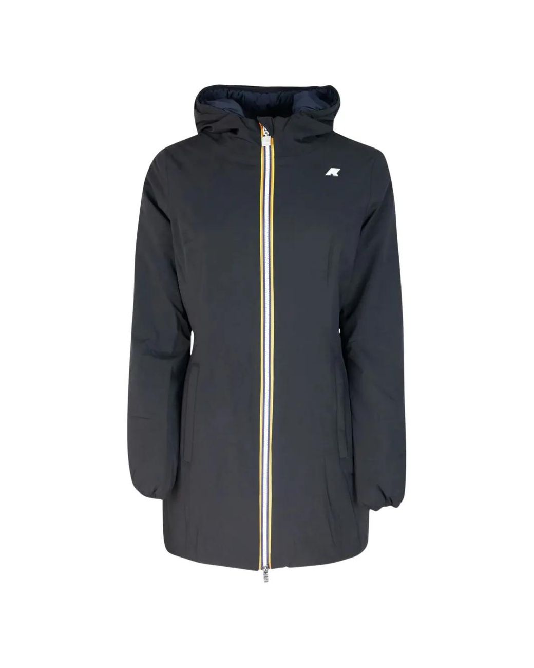 K-Way Blue Hooded Zip-Front Coat
