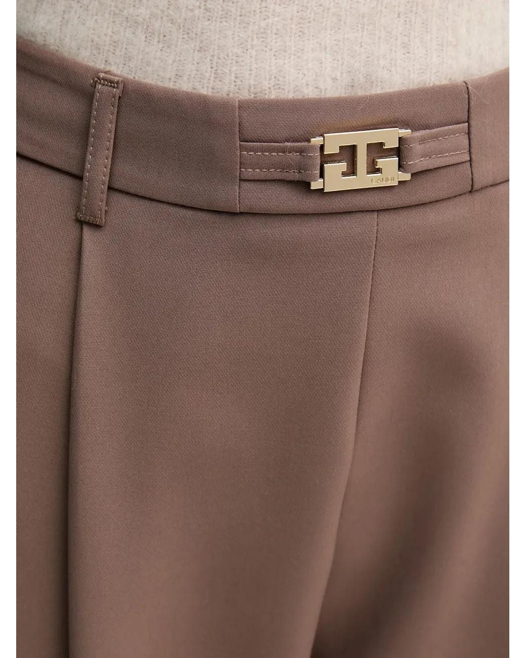 GAUDI Natural Pleated Straight-Leg Trousers