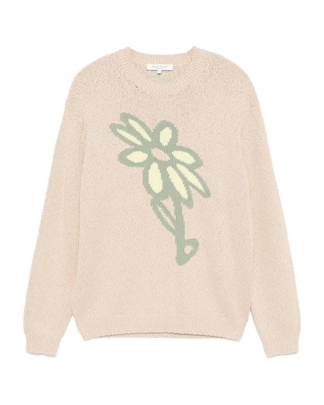 Maison Kitsuné Natural Abstract Daisy Intarsia Jumper for men