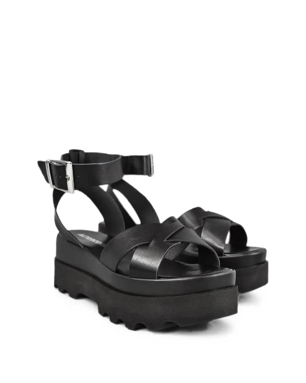 Altercore Black Zoe Buckle-Fastening Platform Sandals