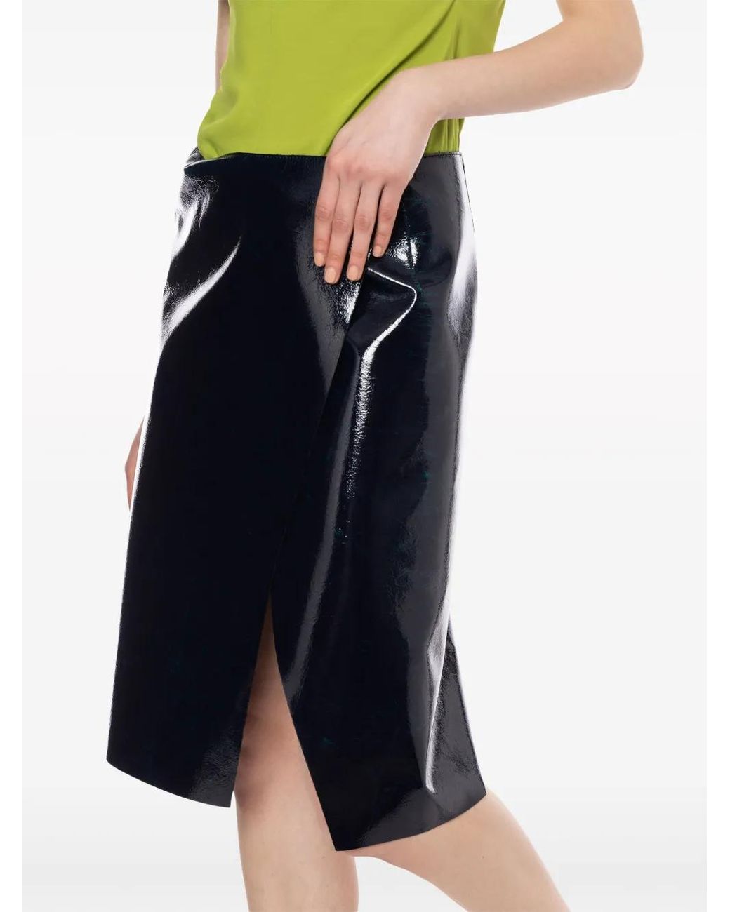 Philosophy Di Lorenzo Serafini Blue Glossy A-Line Skirt