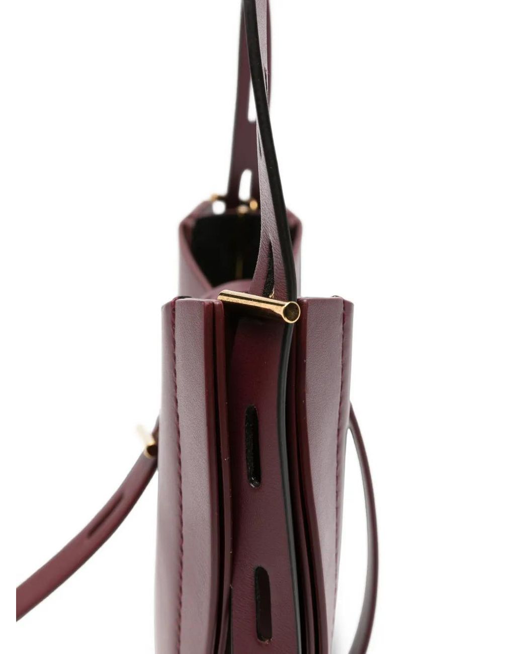 MINOBOSSI White Lilly Curved Leather Shoulder Bag