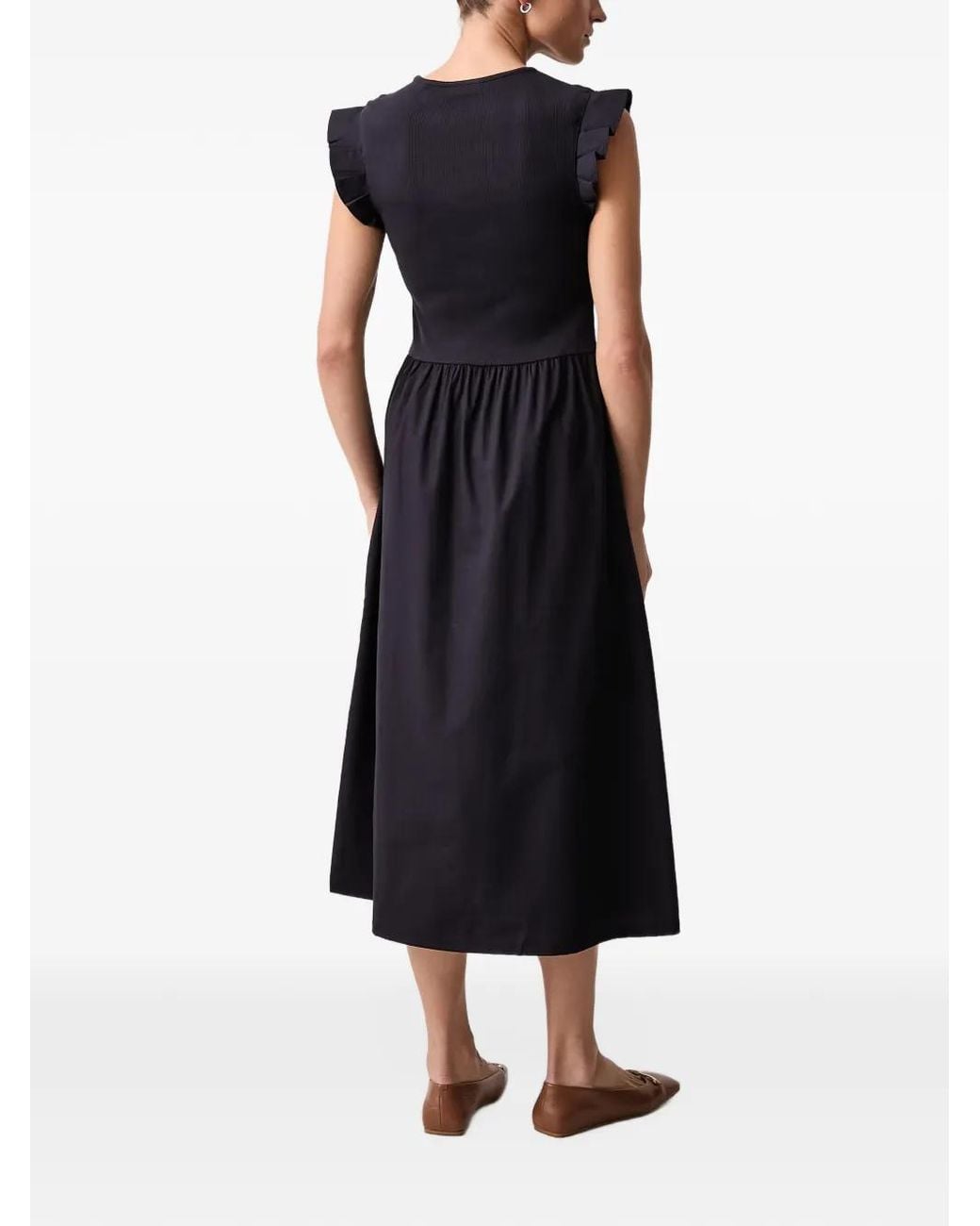 Marc O' Polo Blue Ruffled-Detail Sleeveless Midi Dress