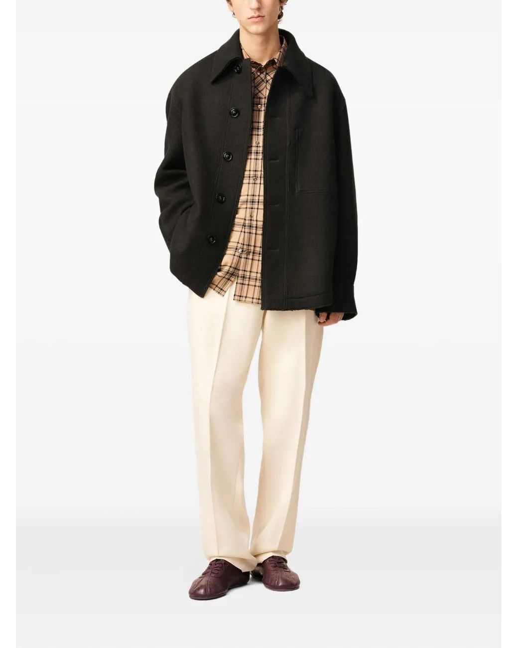 AMI Wollen Button-Up Jack in het Black