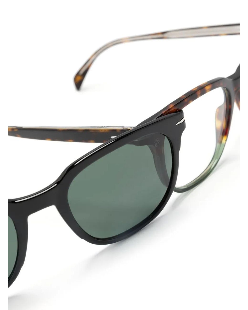 David Beckham Green Tortoiseshell-Effect Clip-On Glasses