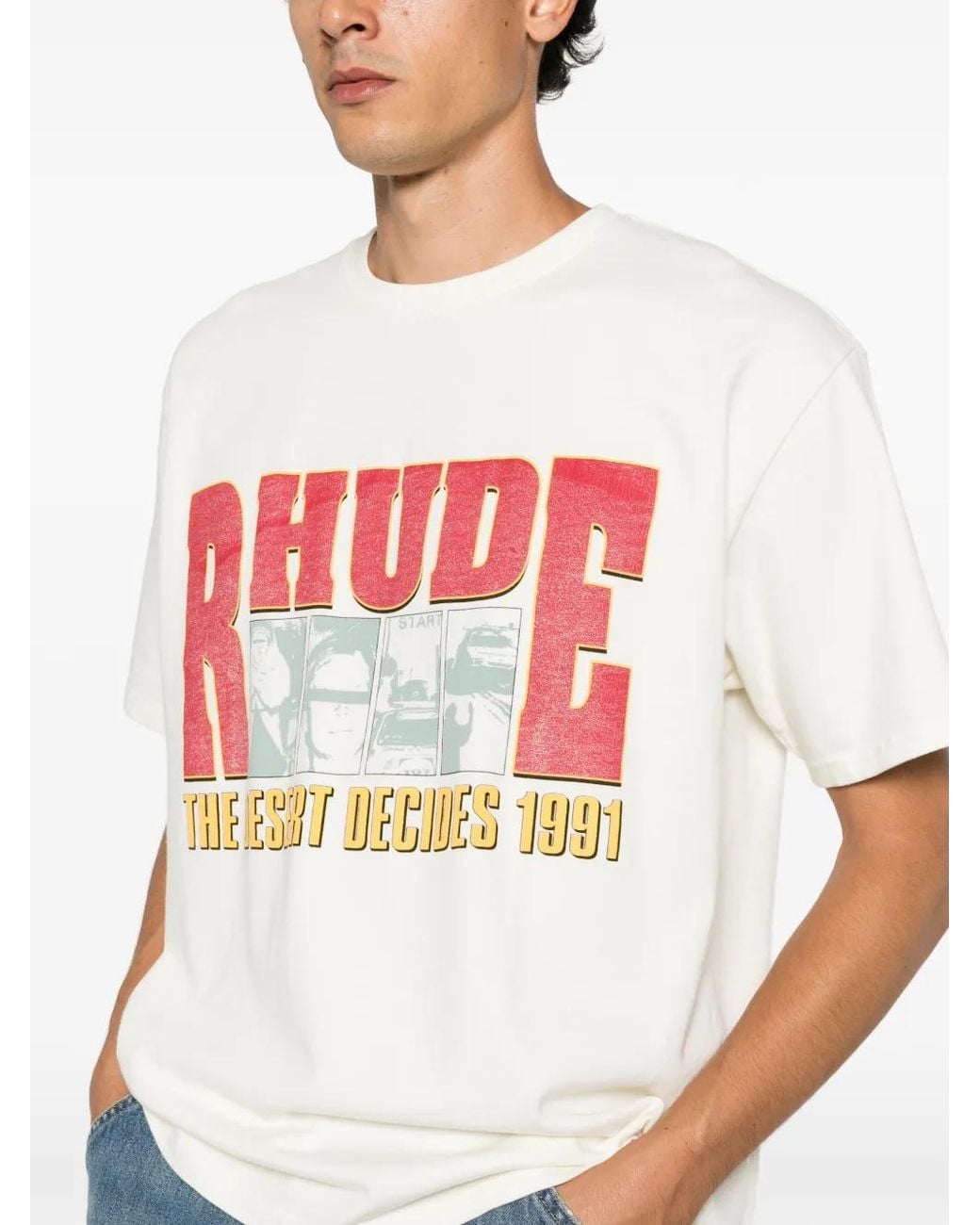 Rhude White The Desert Decides Graphic Tee for men