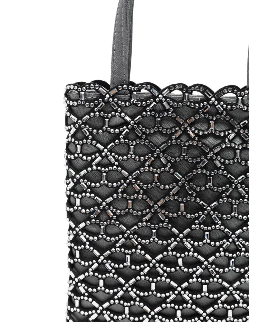 Anya Hindmarch Black Crystal-Embellished Scalloped-Edge Mini Bag
