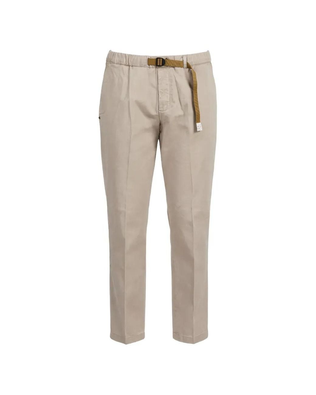 White Sand Natural Belted Pleated Trousers for men