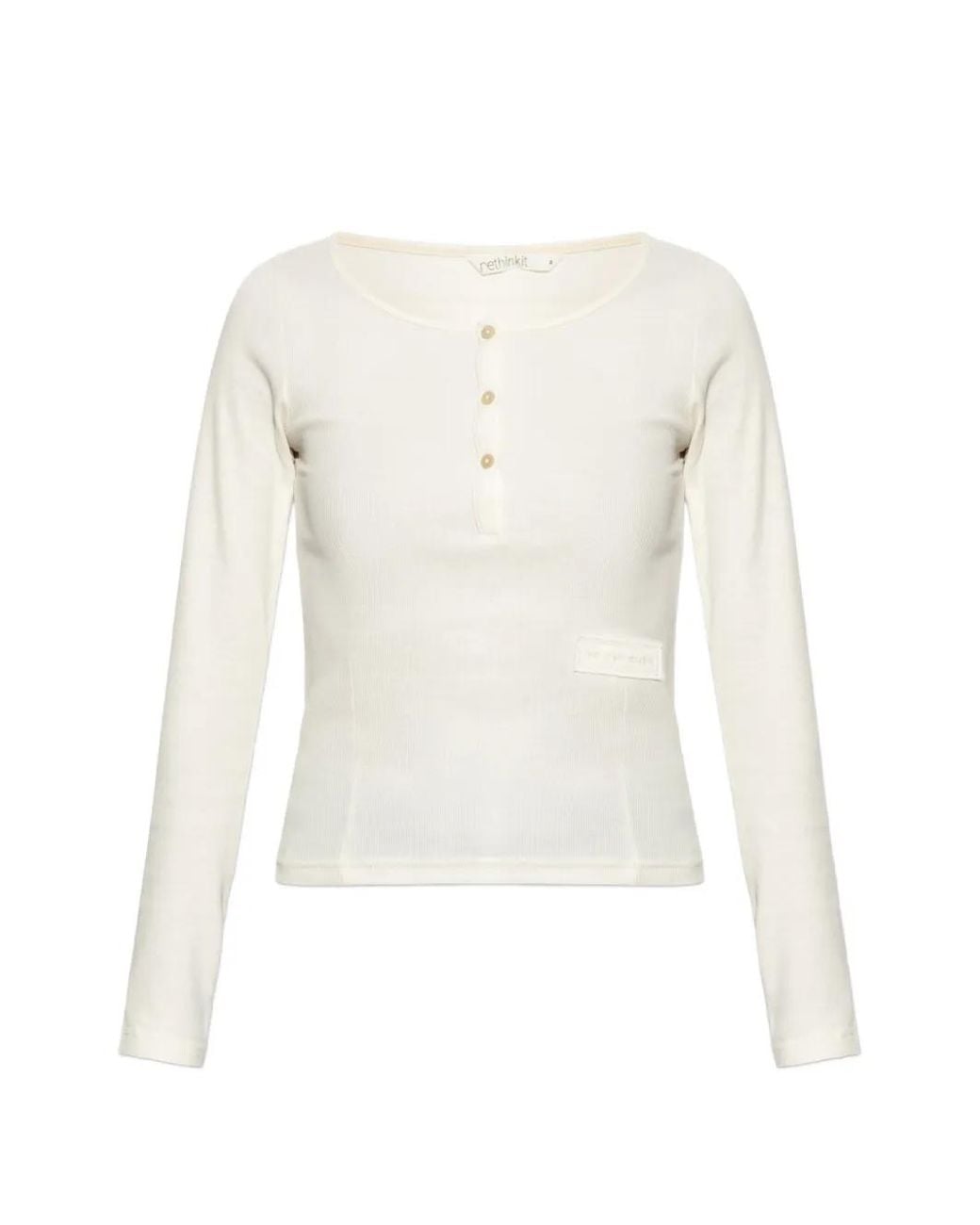 Rethinkit Studios White Ribbed Long-Sleeve Top