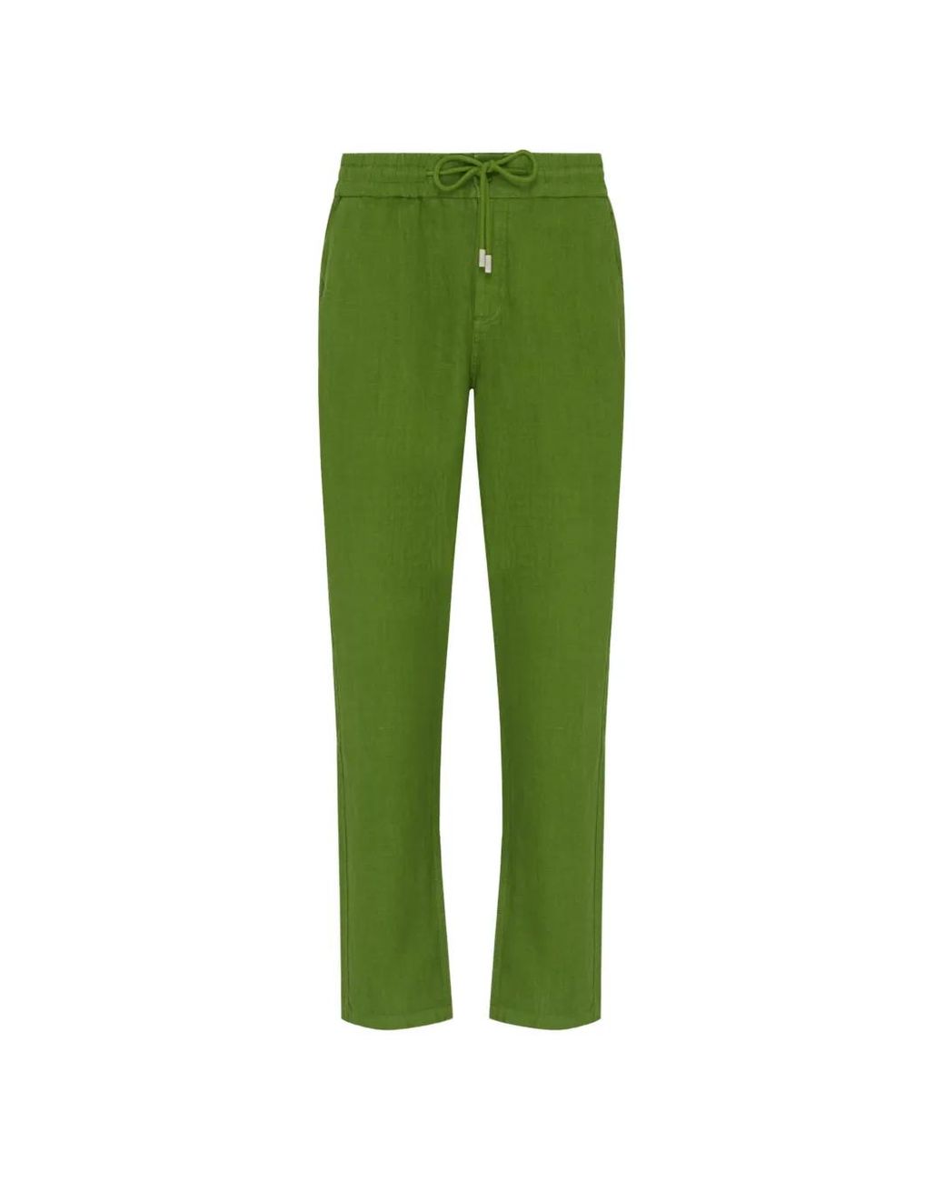 Vilebrequin Green Drawstring-Waist Linen Trousers for men