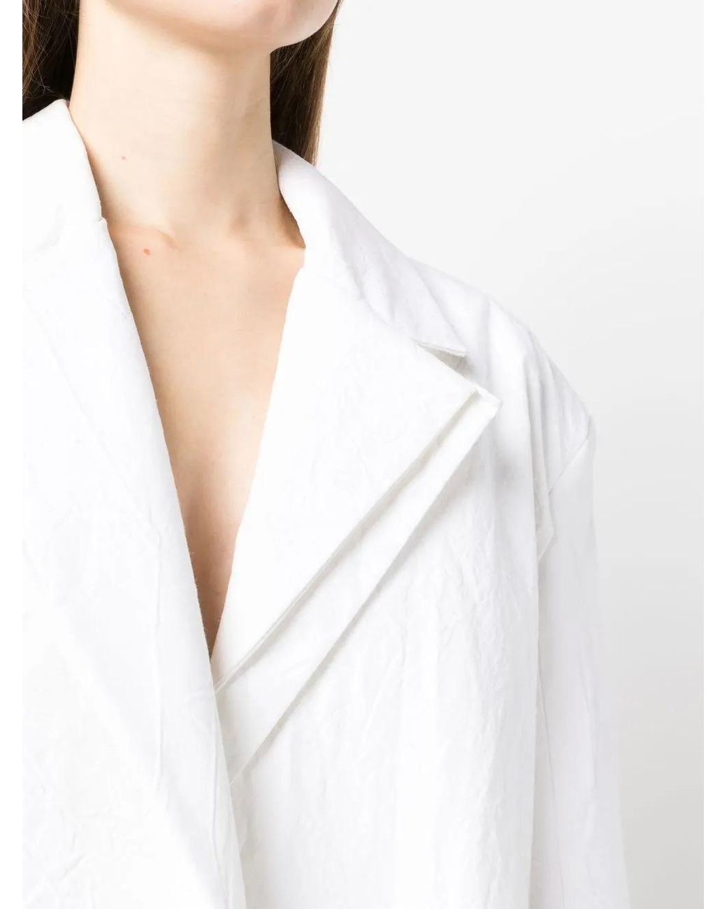 Ioana Ciolacu White Deconstructed Double-Breasted Blazer