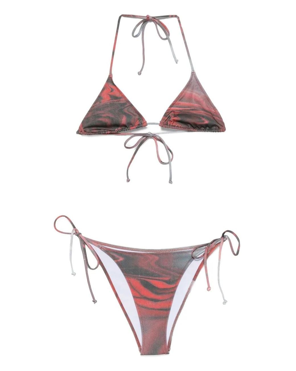 Jean Paul Gaultier White Blurry Roses Triangle Bikini