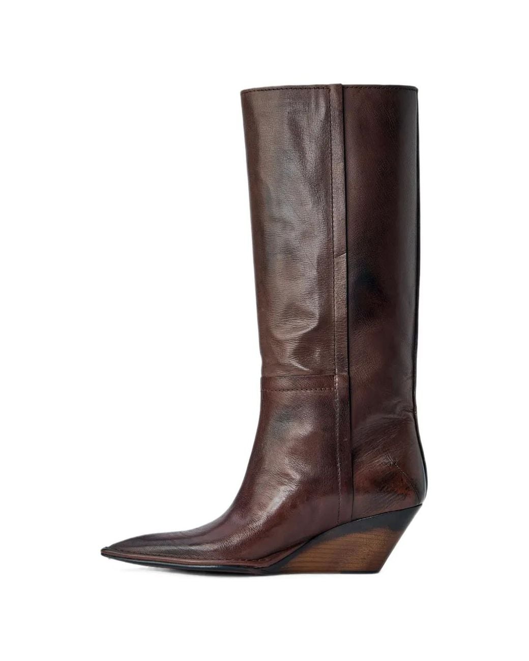 CAPASA MILANO Brown Pointed-Toe Wedge Boots