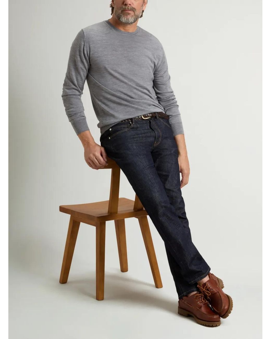 Woolrich Gray Crew-Neck Wool Jumper for men