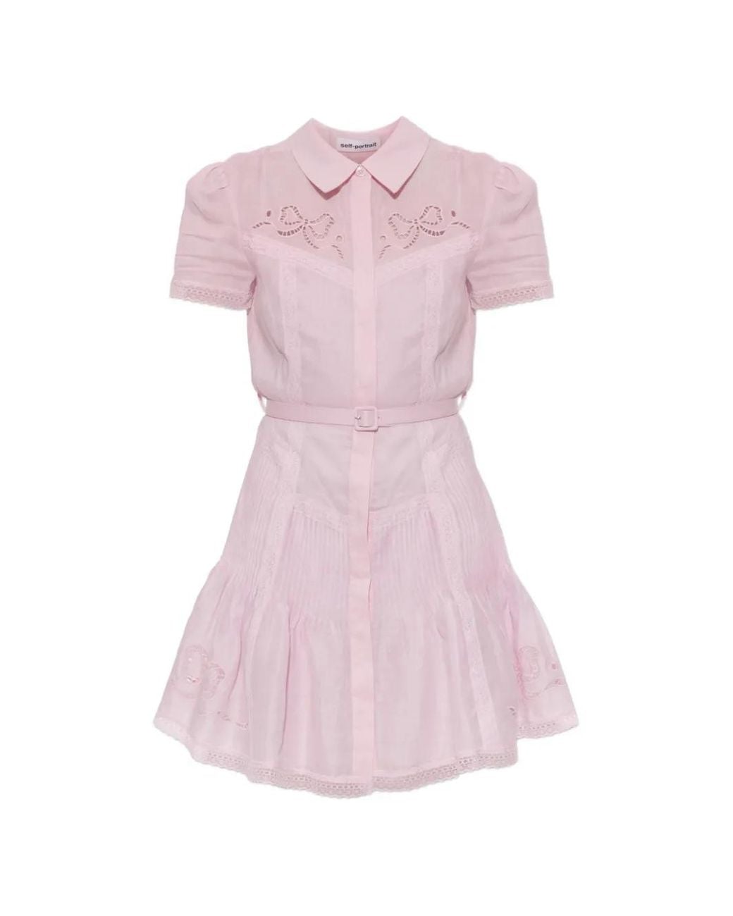 Self-Portrait Pink Embroidered Mini Dress