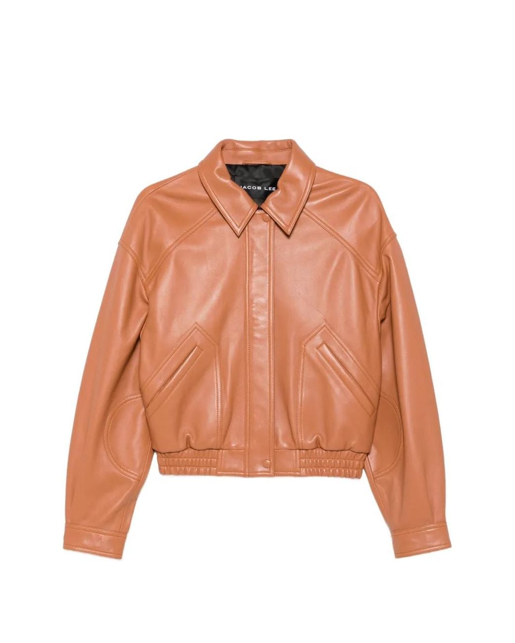 JACOB LEE Orange Cropped Leather Jacket
