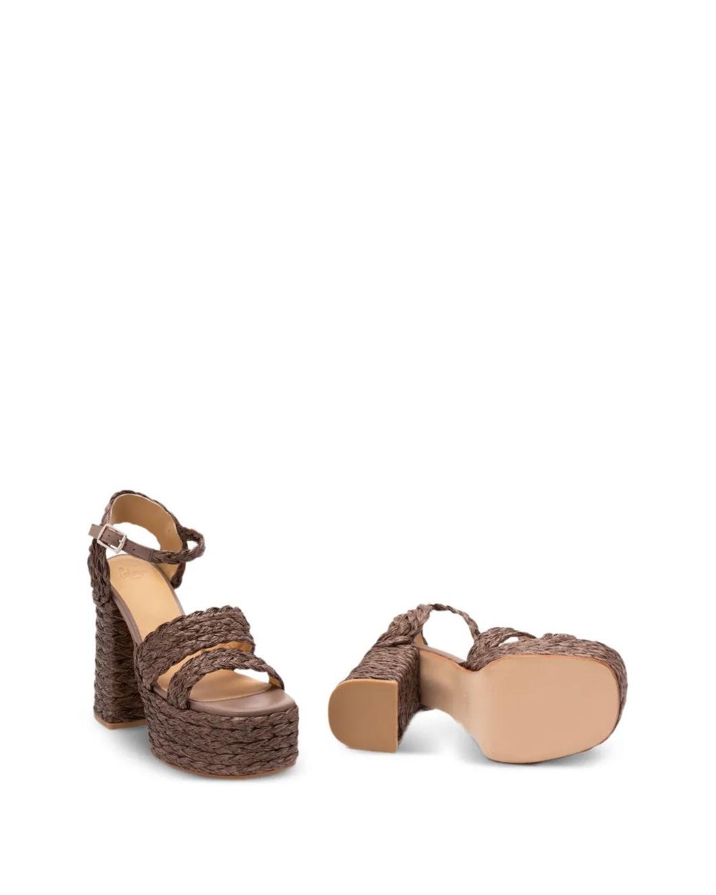 Castaner Brown Platform Raffia Espadrilles