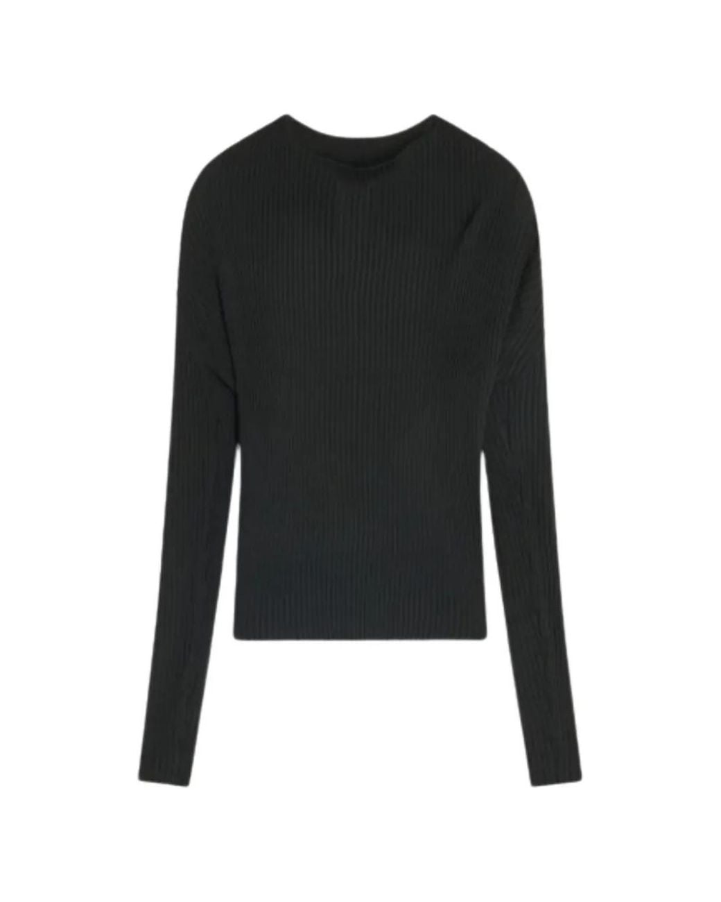 Semicouture Black Robertina Ribbed Scalloped-Trim Sweater