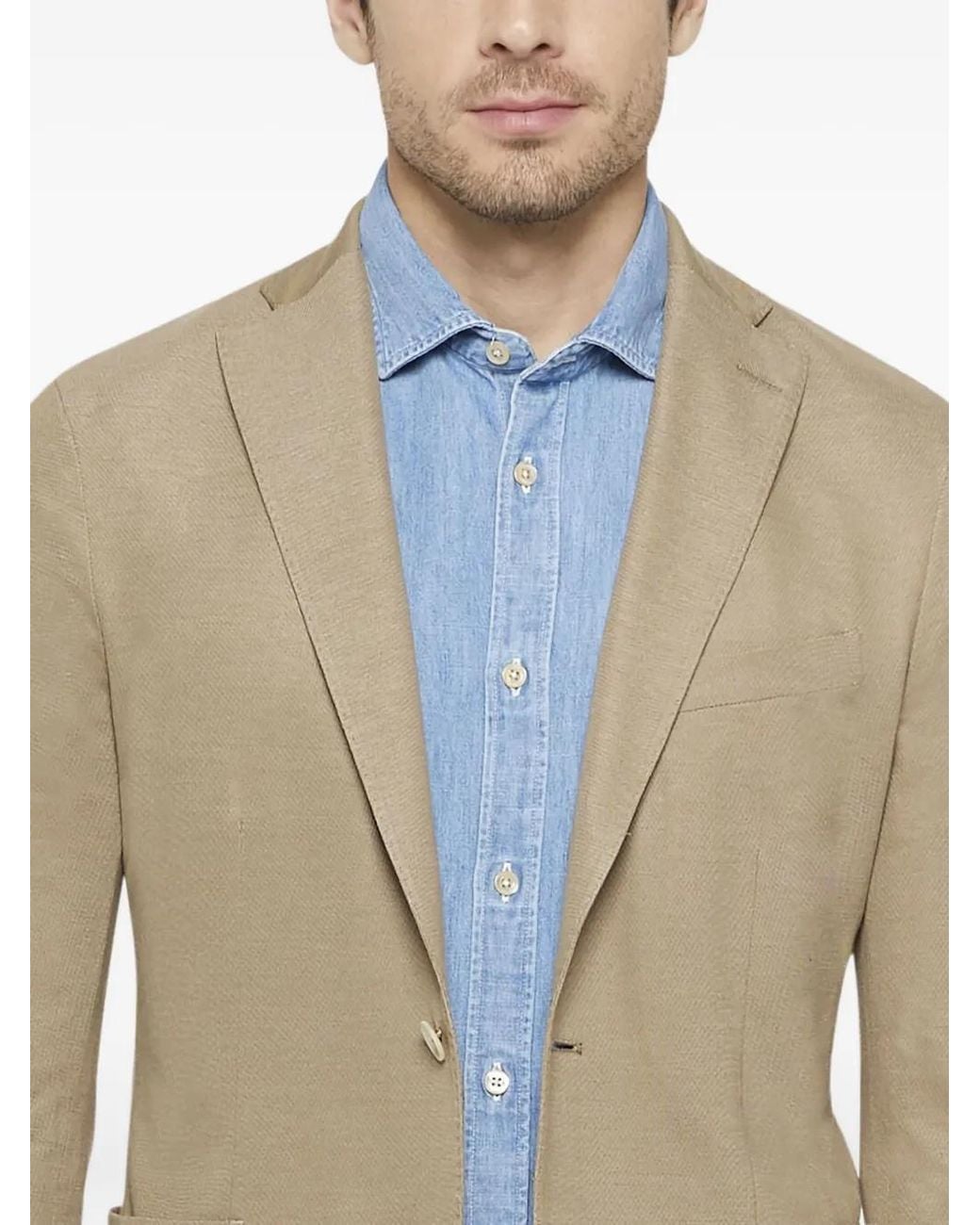 Boglioli Natural Double-Breasted Jacket With Notched Lapel And Tailored Fit for men