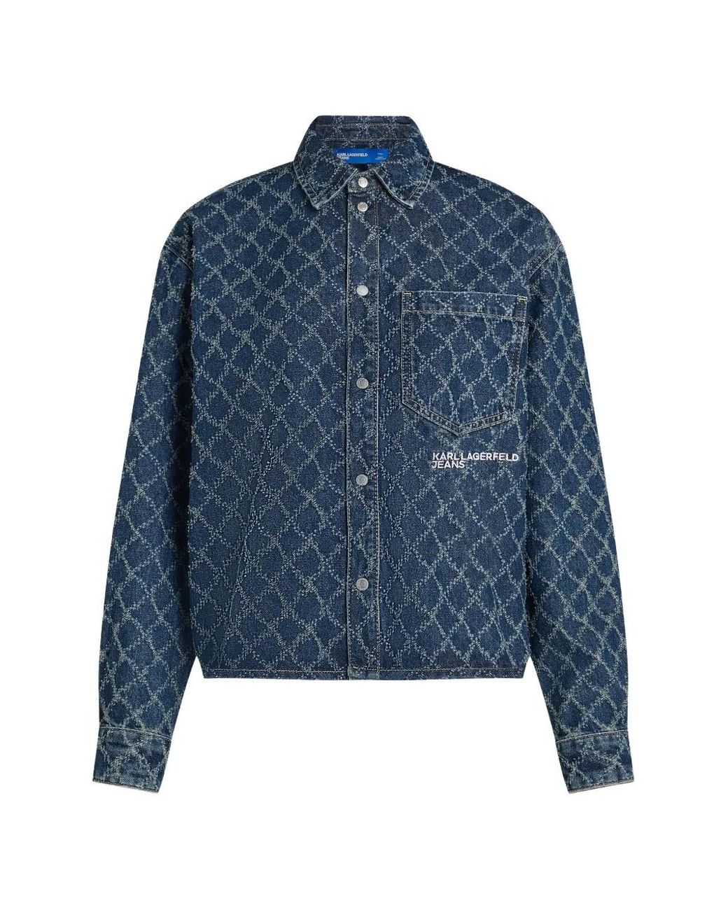 Karl Lagerfeld Blue Argyle Denim Shirt