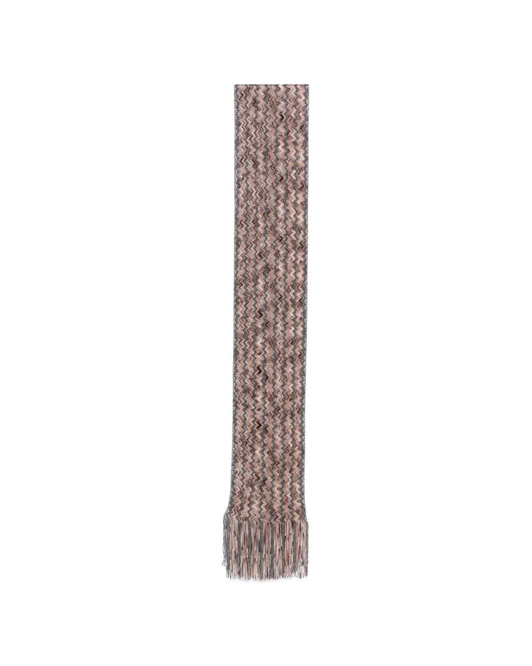 Missoni White Zigzag-Knit Fringed Scarf