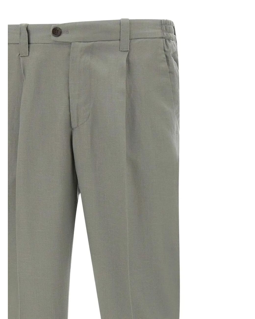 Devore Gray Tailored Pleat-Front Trousers for men