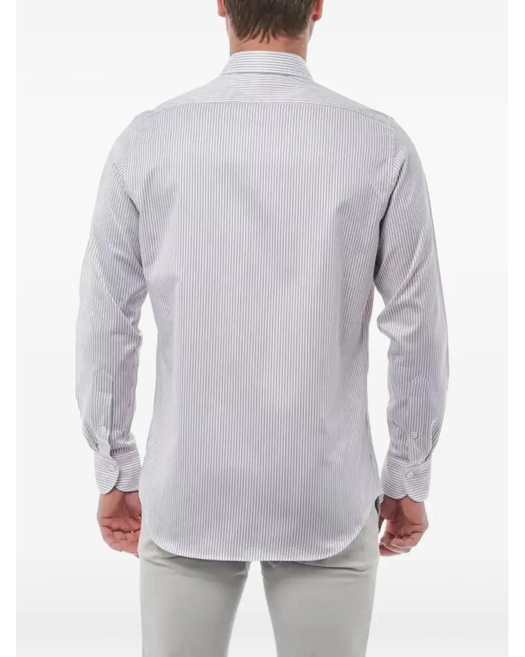 Bagutta White Striped-Pattern Slim-Fit Shirt for men