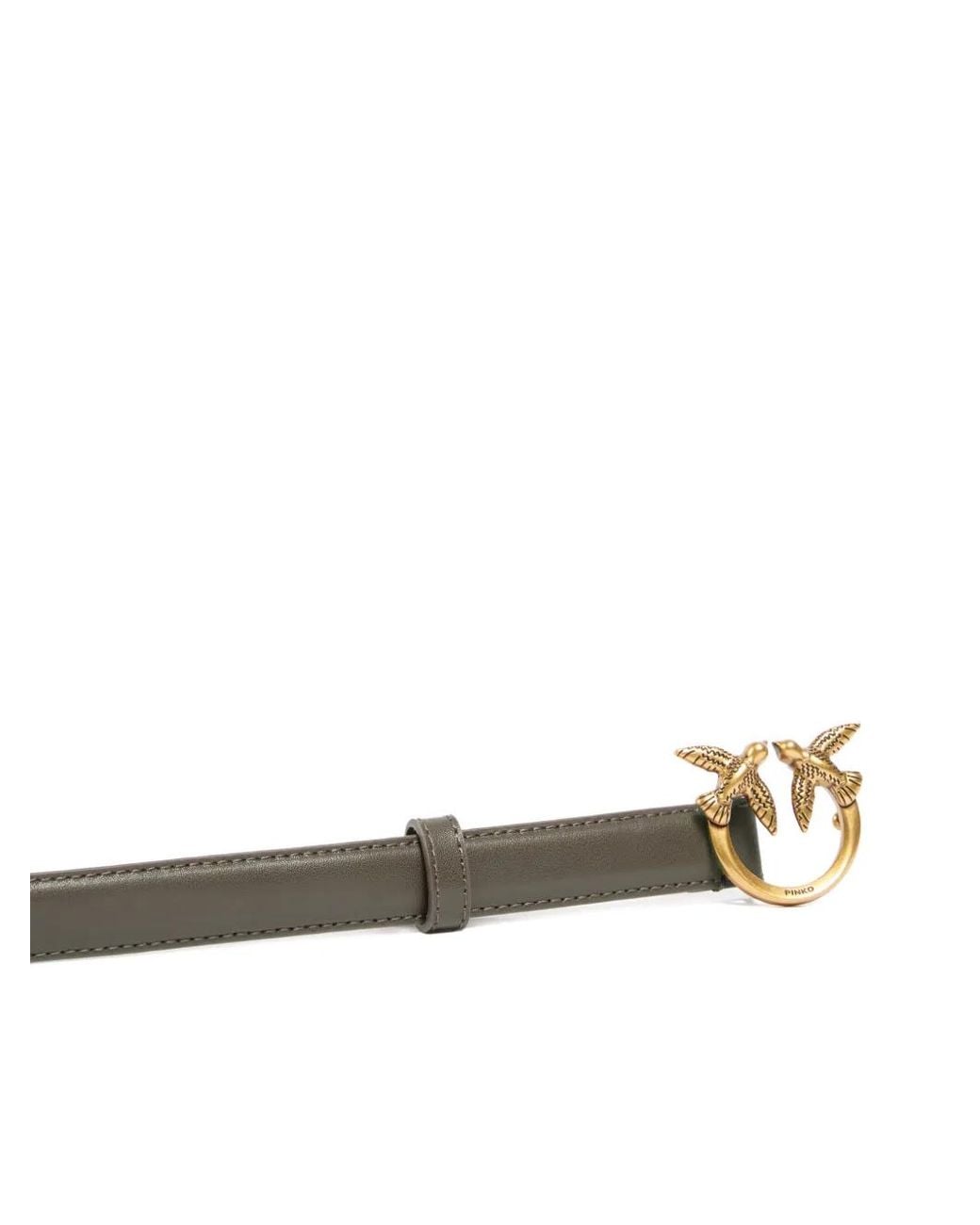 Pinko White Love Birds Thin Leather Belt