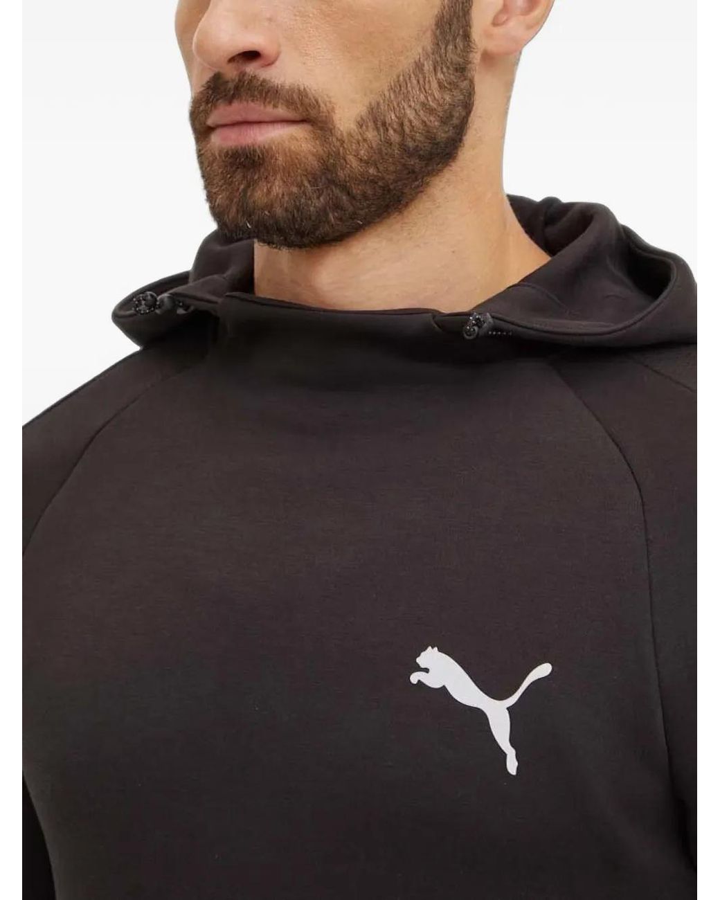 PUMA Black Logo-Motif Raglan-Sleeve Hoodie for men