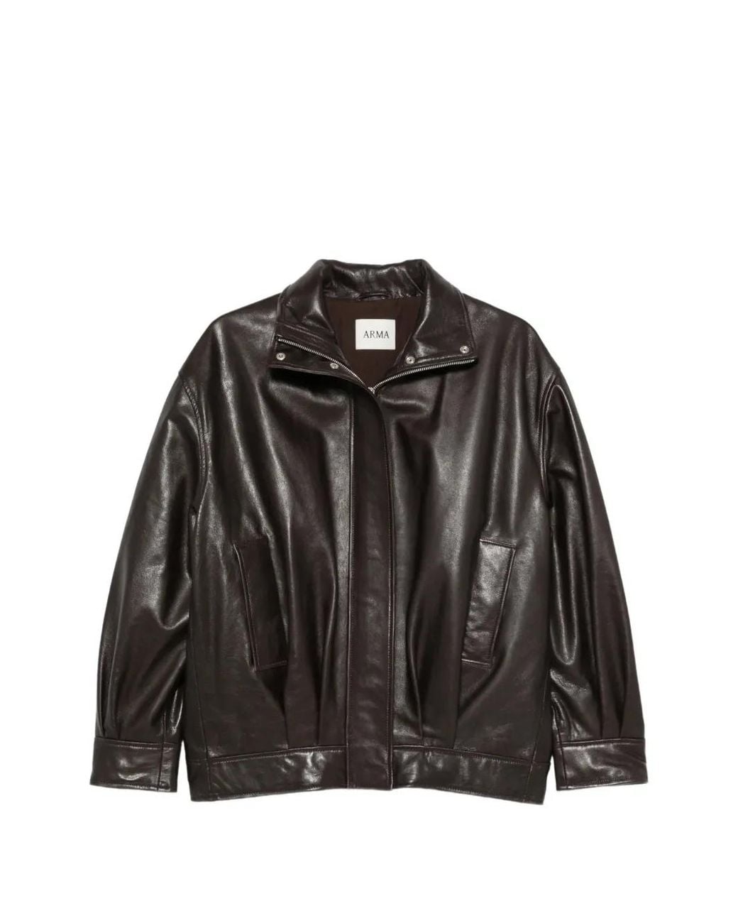 Arma Black Veste Paula En Cuir À Col Cheminée