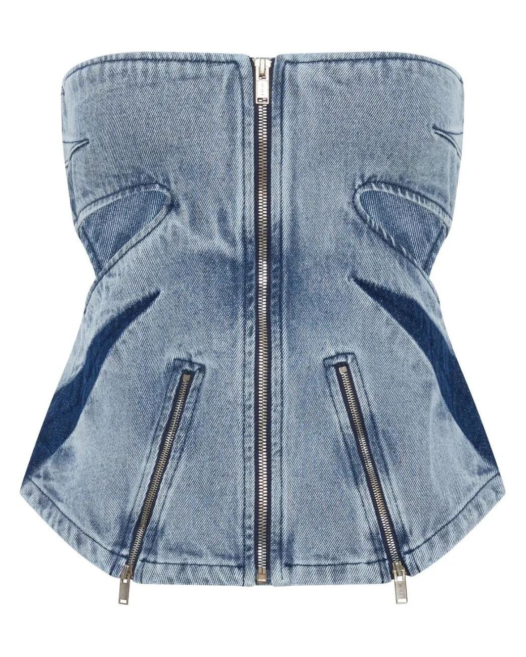 Dion Lee Blue Darted Denim Corset