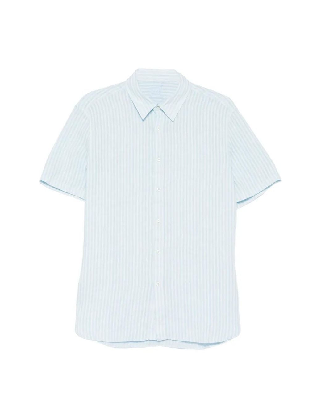 120% Lino White Striped Shirt for men