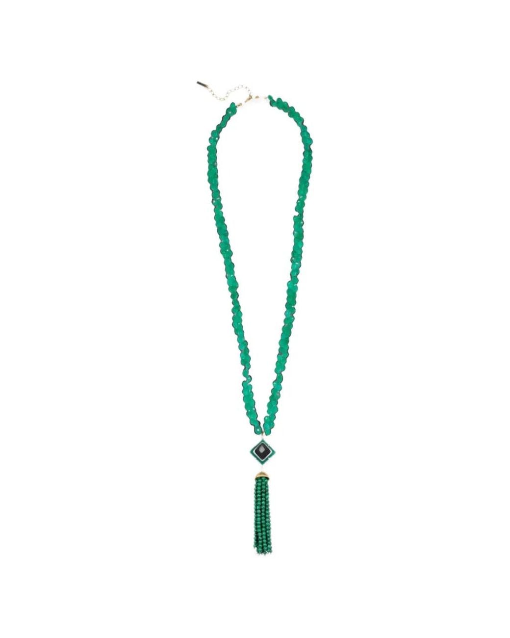 Jennifer Behr Blue Esmeralda Tassel Necklace