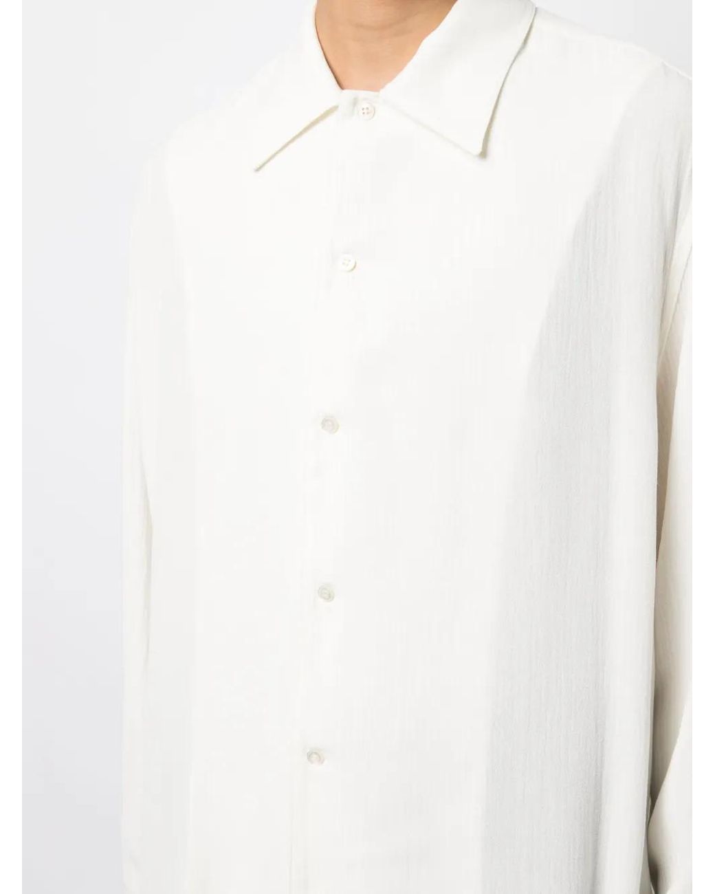 Studio Nicholson White Long-Sleeve Straight-Hem Shirt for men