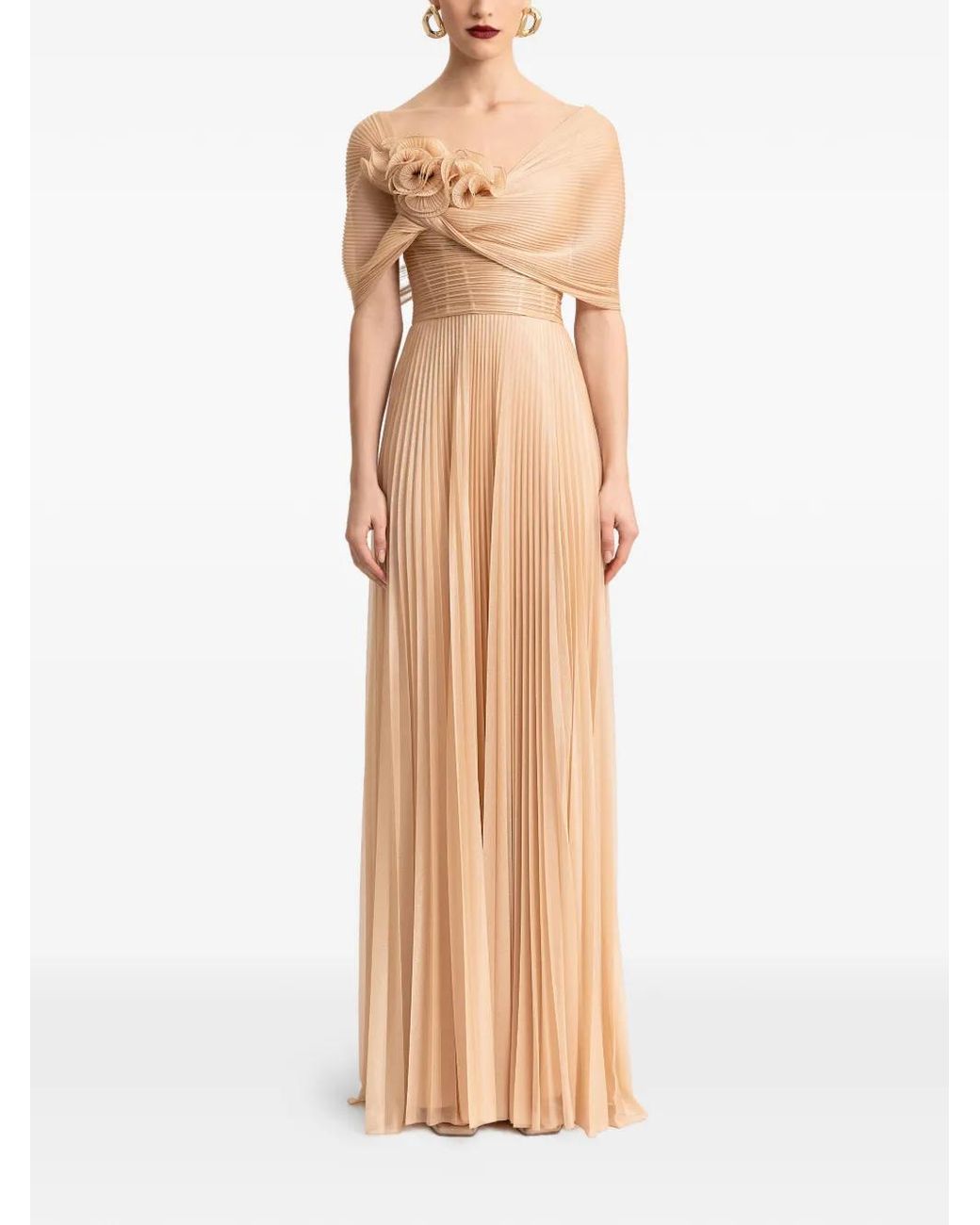 Gemy Maalouf Natural Draped-Panel Gown