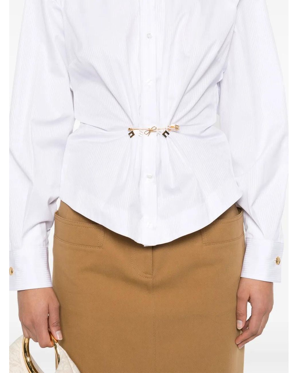Elisabetta Franchi White Striped Poplin Shirt