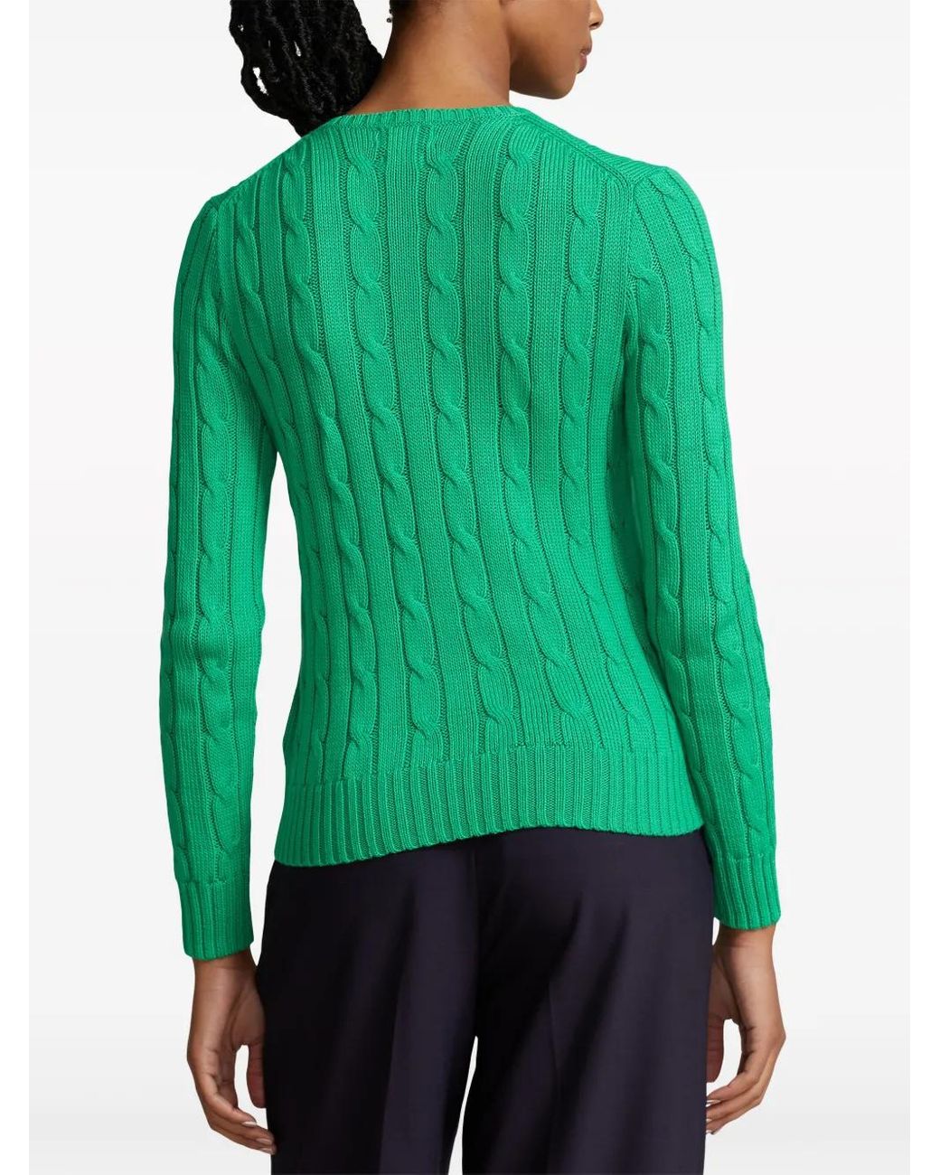 Polo Ralph Lauren Green Cable-Knit Cotton Sweatshirt