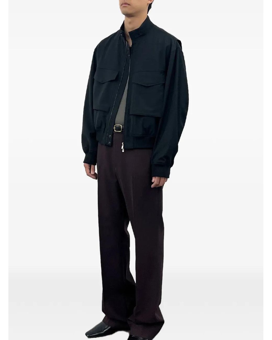 TONYWACK Black Patch-Pocket Bomber Jacket for men